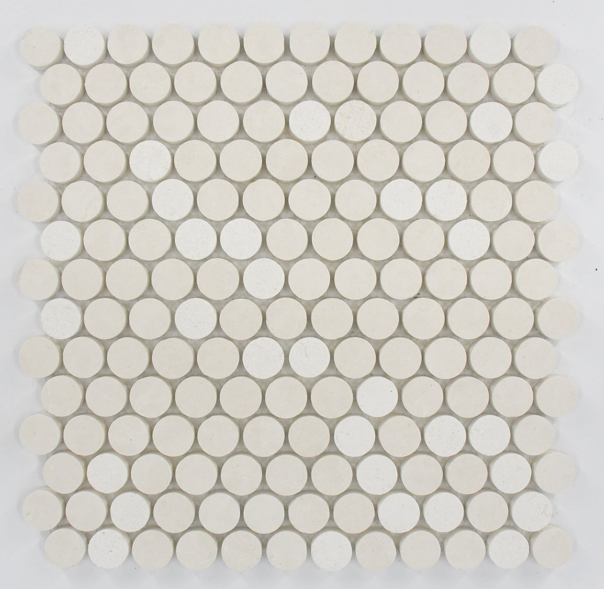 Penny Round Beige Limestone Honed Mosaic