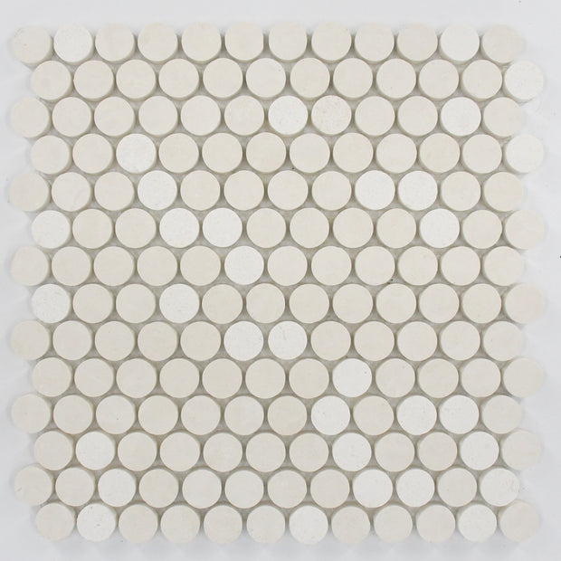 Penny Round Beige Limestone Honed Mosaic