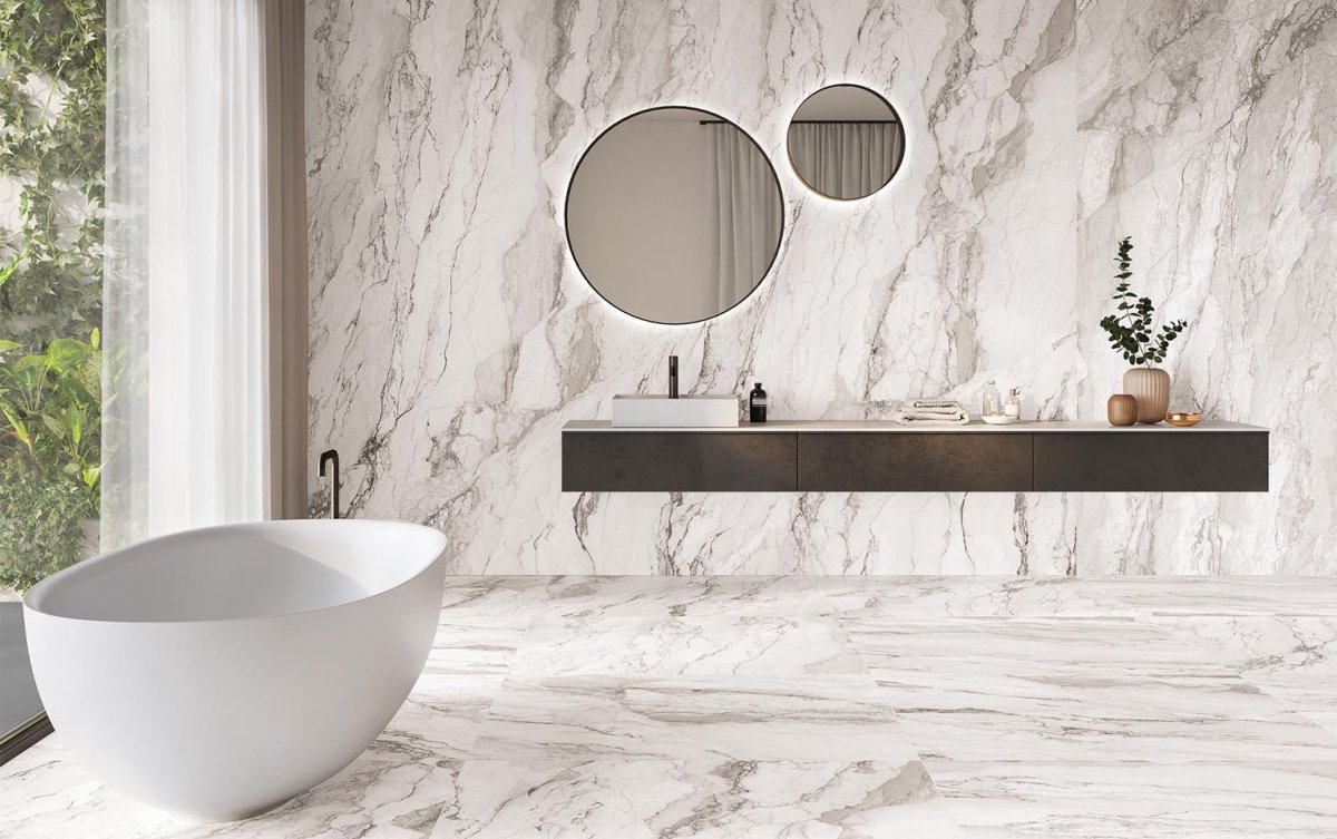 Omnia Porcelain Tiles | Cerdomus Matt Marble Look Tiles | Tile Empire ...